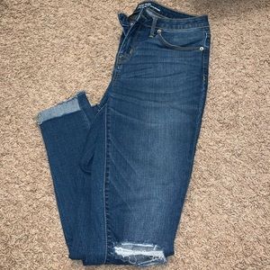 High Waisted Raw-Edge Two Length Jeans